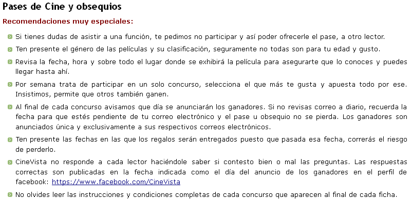 Recomendaciones para los concursos